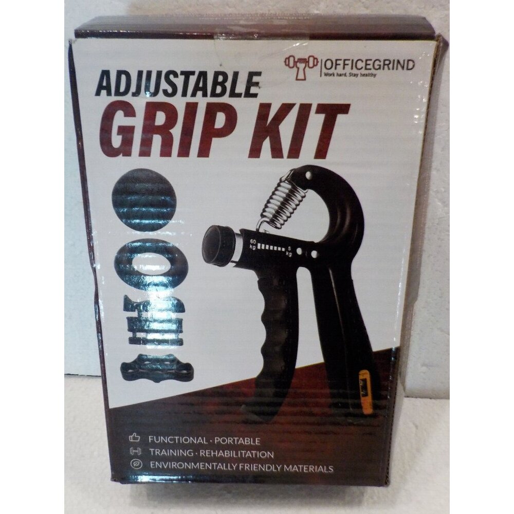 NEW OfficeGrind Adjustable 5 Part Grip Kit Black Rehabilitate Training Portable